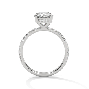 Anillo de Oro Blanco de 14K con Diamante Cultivado en Laboratorio de Corte Redondo Brillante y Banda con Acentos de Diamantes Pavé - Product Image 3