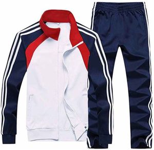 Survêtement unisexe rouge marine, fermeture éclair intégrale, style sportif, blocs de couleur, polyester, coupe classique avec poches latérales, pour l'automne - Product Image 5