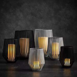 Ensemble de lanternes en métal d'extérieur, porte-bougie géométrique en fer, support de bougie LED, lanterne décorative pour jardin et patio - Product Image 3