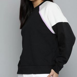 Sweat-shirt à col rond pour femme, à blocs de couleur, manches longues, coupe régulière, en coton tricoté, vêtements décontractés d'automne - Product Image 5