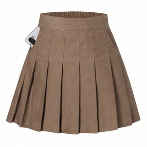 Minifalda Plisada para Mujer, Color Sólido, Cintura Alta, Corte Regular, Tejido de Tela, Cómoda, Estilo para Todas las Temporadas - Product Image 1