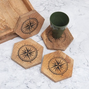 New Arrival Artizon Studio AS-WC574 Unique Design Square Wooden Coasters Mango Walnut Eco-friendly Luxury Natural Color Custom - Product Image 1