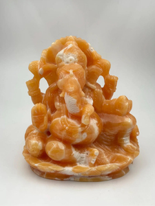 Hand Carved Natural Orange Calcite Ganesha <b>Statue</b> 6 Inch Crystal Sculpture OEM ODM Wholesale Supplier - Product Image 1