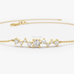 Pulsera de Cadena con Ancla y Diamante Cultivado en Laboratorio de Corte Redondo de 0.27 Quilates, Oro Amarillo de 14k, Joyería Fina para Mujer - Product Image 2