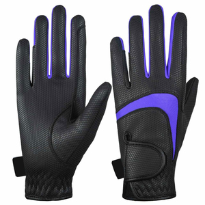Gants d'équitation professionnels antidérapants – Cuir synthétique à motif nid d'abeille – Mitaines d'équitation respirantes en spandex - Product Image 2