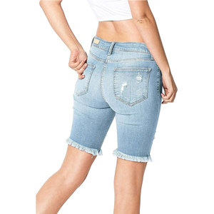 Shorts de mezclilla para mujer de diseño personalizado, de cintura alta, rasgados, estilo vintage, precio al por mayor, shorts de mezclilla rasgados a la moda para mujer, personalizados - Product Image 2