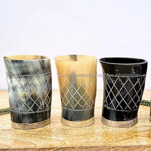 Vaso de Cuerno de Búfalo Natural con Pulido de Grado Alimenticio, Vaso Reutilizable para Agua y Jugos - Product Image 1