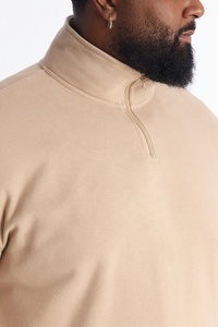 Sudadera de Forro Polar con Cierre de Cremallera para Hombre, Color Sólido, Corte Holgado, Cuello Alto, Estilo Casual para Otoño, 100% Algodón, Impresión de Logotipo Personalizada - Product Image 3