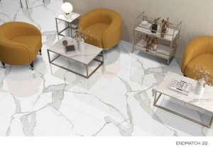 Carreaux de porcelaine polie et émaillée 60x120cm (600x1200mm, 24x48 pouces) effet marbre, haute brillance, pour intérieurs de luxe et projets - Product Image 4