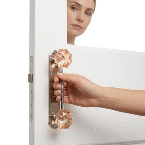 Crystal Octagonal Cabinet Handle Pink <b>Glass</b> <b>Door</b> Pull Modern Furniture Hardware Home Office Living Room Eco-Friendly Durable - Product Image 3