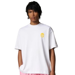 T-shirt blanc surdimensionné pour homme, manches courtes, col rond, coton, streetwear décontracté, imprimé logo sur la poitrine, tee-shirt d'été - Product Image 5