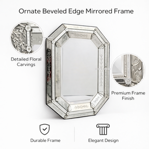 Vintage Venetian Baroque Wall <b>Mirror</b> | Classic Ornate Carved Frame Decorative Accent <b>Mirror</b> for Luxury Home & Hallway Interior - Product Image 3