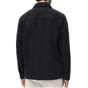 Veste en jean noire personnalisée pour homme, style chemise décontractée à manches longues avec boutons sur le devant, poches poitrine et col rabattu - Product Image 2