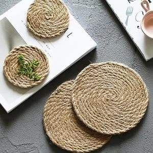 Rattan <b>Drink</b> Tea Cup Mat-Tableware Placemats <b>Coasters</b> customized design - Product Image 5
