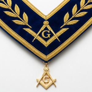 Tablier de maître maçon bleu avec broderie dorée et symbole G – Régalia classique de loge maçonnique pour les francs-maçons - Product Image 4