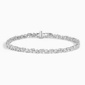 Pulsera de tenis con diamantes cultivados en laboratorio de 2.19 ct, certificados por IGI, en oro macizo de 14K (blanco/amarillo/rosa), con diseño de racimo de peras y chapado en rodio, para mujer. - Product Image 1