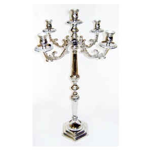 Candélabre en métal avec chandeliers en nickel poli Candélabre de table Centre de table Prix de vente d'usine 2023 Meilleure vente 5 têtes - Product Image 5