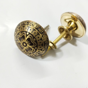 Mother of Pearl and <b>Brass</b> Door <b>Knob</b> with Ornate Detailing Premium Stone Hardware for Classic Home Interiors - Product Image 5