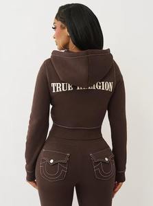 Ensemble de survêtements à capuche zippé et pantalon de jogging avec fermeture éclair, ensemble de survêtements deux pièces personnalisés pour femmes, vêtements streetwear, fabricants - Product Image 5