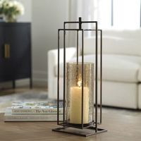 Lanterne décorative haut de gamme en métal et verre, style hurricane, pour bougies, idéale pour Noël et Pâques, faite à la main, durable, pour l'aménagement intérieur