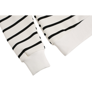 Sudadera con Capucha de Felpa Estampada de Alta Costura para Mujer, de Spandex/Algodón, con Patrón a Rayas, Mangas Largas, Botones, Ecológica - Product Image 3