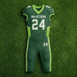 Custom Men's Green Lime American Football Uniform <b>Padded</b> Jersey <b>Pants</b> Set Sports Team Apparel - Product Image 6