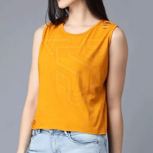 Camiseta sin Mangas de Algodón y Fibra de Bambú de Alta Calidad para Mujer, Logotipo Personalizado, Transpirable, de Secado Rápido, Servicio OEM, Tela de 220g, Informal y Deportiva - Product Image 2