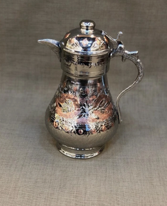 Carafe en cuivre artisanale de style ottoman Maras Turquie, avec couvercle, pour service de boissons, Surahi, écologique, 2000 ml, pour hôtel - Product Image 1