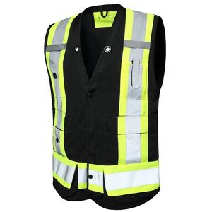 Reflective Vest <b>Night</b> Safety Construction Road Work Vest Construction Hi Vis Clothing Reflective Safety Vest with Pockets OEM - Product Image 5