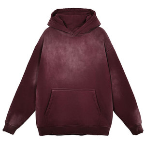 100% Cotton <b>Pullover</b> Hoodie Custom <b>Men's</b> Acid Wash Solid Heavyweight Winter Eco Friendly Sun Faded Streetwear Hoodie - Product Image 6