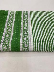 Wholesale Indian Handmade 100% Cotton Eco-Friendly Floral Embroidered Kantha Block Print Bedspread <b>Throw</b> <b>Quilt</b> Home Hotel - Product Image 2