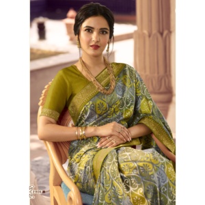Sari in Georgette di seta morbida <span class=keywords><strong>da</strong></span> <span class=keywords><strong>donna</strong></span> con camicetta scucita stampata grande bordo spesso per feste di <span class=keywords><strong>matrimonio</strong></span> <span class=keywords><strong>abbigliamento</strong></span> pakistano indiano - Product Image 3