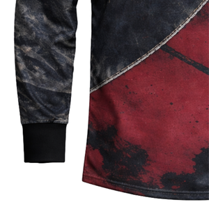 Camiseta de paintball vintage estilo denim desgastado, sublimación, color granate y azul marino, ropa de equipo, transpirable, de malla, manga larga - Product Image 4