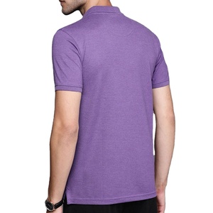 Polo de Punto de Algodón de Manga Corta Morado para Hombre, Diseño Transpirable de Color Sólido, Corte Regular - Product Image 3