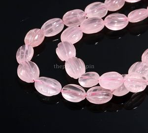 Wholesale Natural <b>Rose</b> Quartz Oval Carved Beads Graduated Pink Quartz Gemstone Beads Bulk Hand Carved Jewelry Beads 16" Strand - Product Image 4