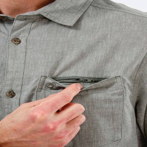 Camisa de franela de manga larga para hombre con cuello vuelto y bolsillos tipo cargo 100% algodón para la temporada de otoño - Product Image 6