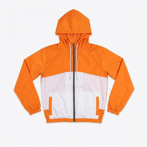 Nuevas llegadas: Conjuntos de pantalones cortavientos de nailon de alta demanda para hombre, en naranja y blanco, con logotipo personalizado, para verano, conjunto de sudaderas con capucha estilo streetwear para hombre. - Product Image 3