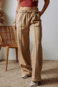 Pantalon décontracté personnalisé pour femme, pantalon large à taille haute avec cordon de serrage, coupe droite, longueur au sol - Product Image 6