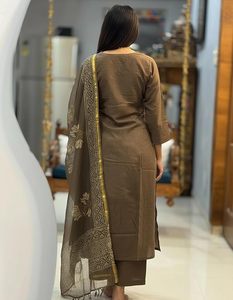 Women's Rayon Viscose Straight fit Printed Embroidered <b>Kurta</b> with Pant & Dupatta Ethnic <b>Kurta</b> Set for Women Daily Office - Product Image 3