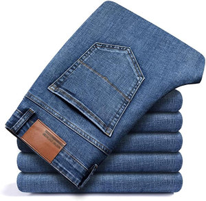 Men's Pencil <b>Jeans</b> Breathable Washed Mid Denim <b>Button</b> <b>Fly</b> Pants Pockets Spring Casual OEM Wholesale Bulk Custom Logo Men - Product Image 6