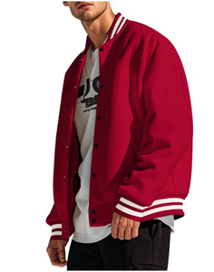 Chaqueta Varsity Azul para Hombre, Estilo Casual, Color Sólido, Cuello Camisero, Poliéster y Algodón, Chaqueta de Béisbol, Temporada de Otoño, Corte Regular - Product Image 2