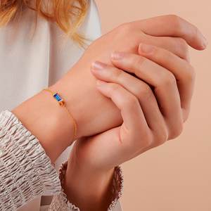 Pulsera de barra con zafiros talla baguette, plata de ley 925, chapada en oro vermeil de 14K, pulsera con piedra de nacimiento de septiembre, regalo para ella - Product Image 3