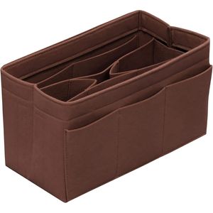 Women's Brown Tote Bag with 14 Pockets Felt Organizer <b>Insert</b> for <b>Handbags</b> and Purses Purse Tote Bag <b>Insert</b> Organizer - Product Image 1