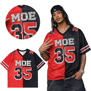 Camiseta Deportiva Personalizada de Fútbol Americano de Dos Tonos con Gráficos de Diamantes de Imitación, Cuello en V, Estilo Urbano, Brillante, Proveedor de Fábrica de EE. UU. - Product Image 1