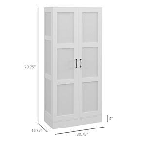 Armadio Dispensa Moderno Alto 180 cm Bianco con Ripiani Mobili e Ante a Chiusura Ammortizzata per Casa, Bar e Soggiorno - Product Image 3