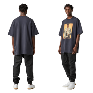 T-shirt en coton pour homme, imprimé numérique surdimensionné, style hip-hop streetwear, décontracté, vintage, manches courtes, été - Product Image 2
