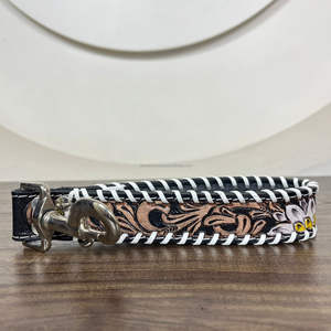 2025 meilleure vente en cuir repoussé à la main motif tournesol plomb de trafic de haute qualité en cuir véritable chien conduit pour le contrôle de la formation - Product Image 4