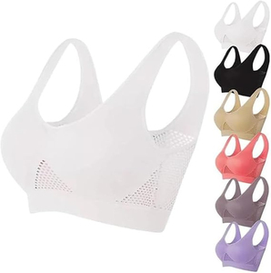 AL SWANS INTERNATIONAL Soutien-gorge de sport pour femme, dos nageur, en maille respirante, sans couture, maintien élevé, coussinets amovibles, col rond, pour le yoga - Product Image 1
