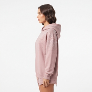 Sudadera con capucha informal de algodón para mujer, con pedrería brillante en la parte delantera, de punto, rosa, con lentejuelas, holgada, forrada de algodón, para invierno - Product Image 3