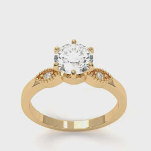 Anillo de Plata Fina con Diamante Moissanita de Seis Puntas, Estilo Antiguo, Regalo de Aniversario de Bodas para Mujer - Product Image 6